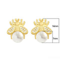 Korean Minimalist Bee Stud Earrings With Faux Pearl Small Designer Spring Earrings For Women view 5