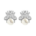 Korean Minimalist Bee Stud Earrings With Faux Pearl Small Designer Spring Earrings For Women view 4