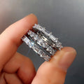 Light Luxury Full Zircon Row Ring Sparkling Paved CZ Stackable Band Ring For Women view 5