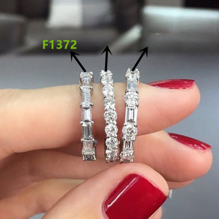 Light Luxury Full Zircon Row Ring Sparkling Paved CZ Stackable Band Ring For Women