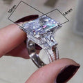 Luxury Square Sparkling Zircon Ring, European American Fashion Minimalist Finger Jewelry For Dropshipping view 5