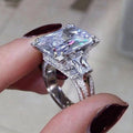 Luxury Square Sparkling Zircon Ring, European American Fashion Minimalist Finger Jewelry For Dropshipping view 2