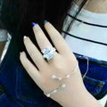 Luxury Square Sparkling Zircon Ring, European American Fashion Minimalist Finger Jewelry For Dropshipping view 4