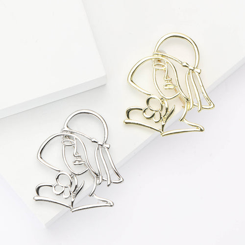 Alloy Hollow Face Brooch For Women's Blazer And Coat Decoration