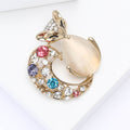 Alloy Rhinestone Cat Eye Fox Brooch Pin For Women's Apparel view 3