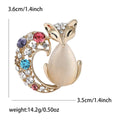 Alloy Rhinestone Cat Eye Fox Brooch Pin For Women's Apparel view 4