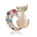 Alloy Rhinestone Cat Eye Fox Brooch Pin For Women's Apparel view 5