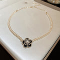 Gold Plated Pearl Flower Necklace French Baroque Fashion Choker For Women view 3