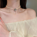 Gold Plated Pearl Flower Necklace French Baroque Fashion Choker For Women view 2