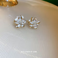 Chic Alloy Pearl Flower Stud Earrings With Silver Needles, French Style Summer Floral Jewelry view 4
