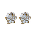 Chic Alloy Pearl Flower Stud Earrings With Silver Needles, French Style Summer Floral Jewelry view 5