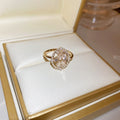 Cat Eye Pearl Zircon Heart Flower Open Ring For Women view 4
