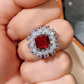 High End Luxury Simulated Ruby Full Diamond Color Gemstone Ring For Women Elegant Jewelry view 3