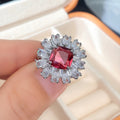 High End Luxury Simulated Ruby Full Diamond Color Gemstone Ring For Women Elegant Jewelry view 2