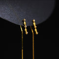 French Style Long Tassel Threader Earrings Slim Face Diamond Shape Dangle Earrings For Women view 1