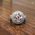 Luxury Round Eight Hearts Eight Arrows Zircon Engagement Ring, Wedding Hand Jewelry For Women view 3