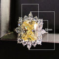 Sparkling Yellow Diamond Full Zircon Ring For Wedding Banquet Bridal Hand Jewelry Gift view 4