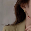 Alloy Quadrilateral Drop Earrings With Silver Ear Pins, Minimalist Geometric Metal Style view 1