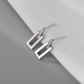 Alloy Quadrilateral Drop Earrings With Silver Ear Pins, Minimalist Geometric Metal Style view 4