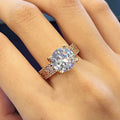Rose Gold Plated Copper Hollow Full Zircon Engagement Ring For Women view 2