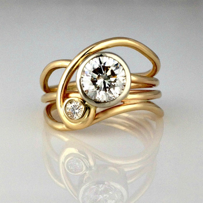 Irregular Line Multi Layer Ring For Women Creative Zircon Open Finger Ring Fashion Jewelry