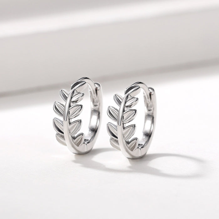 Korean Style Fresh Olive Leaf Branch Ear Cuffs Copper Platinum Plated Leaf Earrings For Women