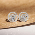 Hollow Small Round Disc Zircon Stud Earrings For Women, Korean Style Fashion Ear Jewelry view 1