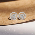 Hollow Small Round Disc Zircon Stud Earrings For Women, Korean Style Fashion Ear Jewelry view 5