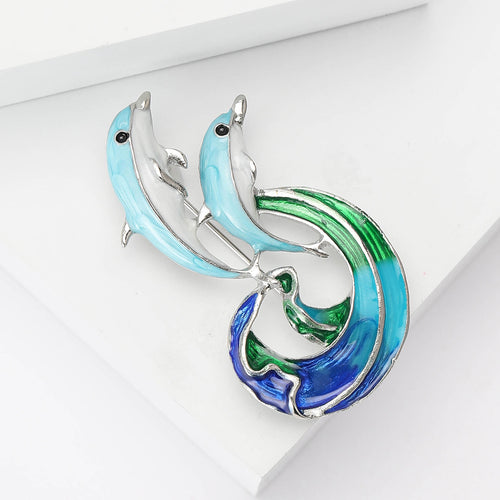 Alloy Enamel Dolphin Brooch Pin For Suits And Coats
