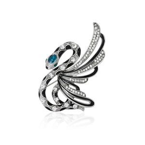 Alloy Rhinestone Angel Snake Brooch For Punk Style Mens Suits