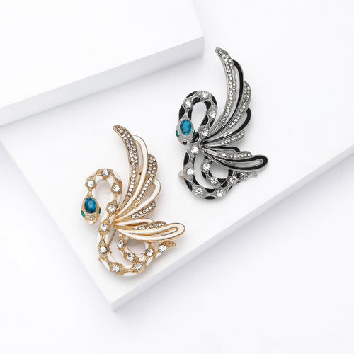 Alloy Rhinestone Angel Snake Brooch For Punk Style Mens Suits
