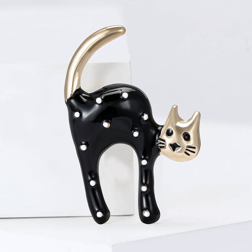 Alloy Enamel Spotted Cat Brooch For Fashion Garment Decoration