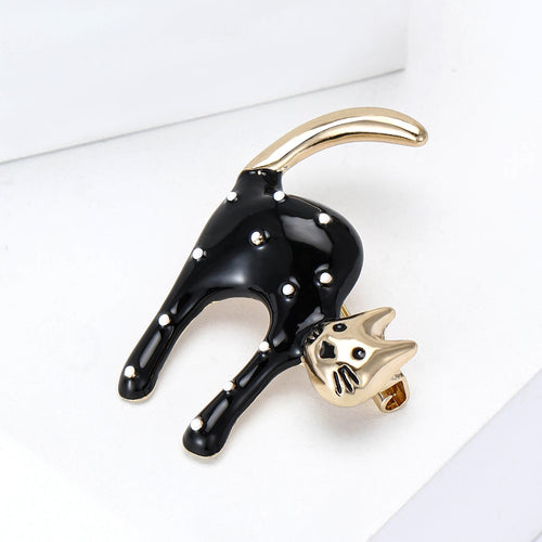 Alloy Enamel Spotted Cat Brooch For Fashion Garment Decoration