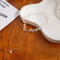 Luxury Trend Handmade Beaded Pearl Chain Heart Bow Dog Tag Choker Necklace For Women view 3