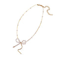 Luxury Trend Handmade Beaded Pearl Chain Heart Bow Dog Tag Choker Necklace For Women view 5