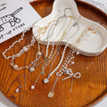 Luxury Trend Handmade Beaded Pearl Chain Heart Bow Dog Tag Choker Necklace For Women view 1