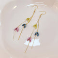 Elegant Morandi Color Enamel Flower Tassel Long Dangle Alloy Hook Earrings view 3