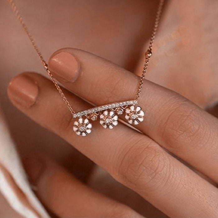 Fresh Fairy Style Enamel Flower Pendant Necklace Floral Sweater Chain For Women Jewelry