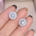 Full Pave Round Cubic Zirconia Stud Earrings For Women, European American Fashion Jewelry view 1