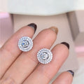 Full Pave Round Cubic Zirconia Stud Earrings For Women, European American Fashion Jewelry view 4