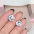 Full Pave Round Cubic Zirconia Stud Earrings For Women, European American Fashion Jewelry view 2