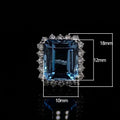 Luxury Simulated Topaz Blue Sapphire Ring With Full Zircon, Princess Square Statement Jewelry view 4