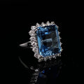 Luxury Simulated Topaz Blue Sapphire Ring With Full Zircon, Princess Square Statement Jewelry view 2