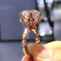Rose Gold Plated Flower Zircon Ring For Women, Fashion Engagement Proposal Finger Jewelry view 2