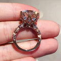 Rose Gold Plated Flower Zircon Ring For Women, Fashion Engagement Proposal Finger Jewelry view 4