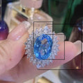 Imitation Natural Swiss Topaz Blue Ring With Full Zircon Rhinestones Luxury Women Ring view 2