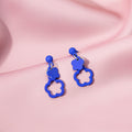 Elegant Klein Blue Acrylic Enamel Geometric Heart Flower Butterfly Stud And Drop Earrings view 3