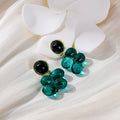 Silver Needle Vintage Purple Glass Flower Butterfly Crystal Stud Tassel Earrings Set view 2