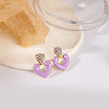 Silver Needle Vintage Purple Glass Flower Butterfly Crystal Stud Tassel Earrings Set view 4