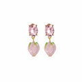Silver Needle Vintage Purple Glass Flower Butterfly Crystal Stud Tassel Earrings Set view 5